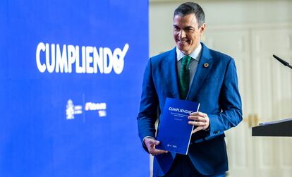 Pedro Sánchez, en el balance de final de año este lunes en La Moncloa.