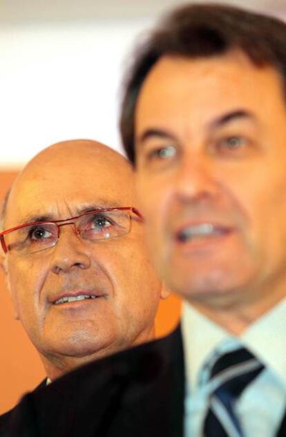 Artur Mas y Josep Antoni Duran Lleida tras anunciar que el líder de Unió permanecerá en Madrid.