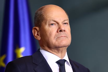 El canciller alemán, Olaf Scholz, en una rueda de prensa el 25 de enero en Berlín.