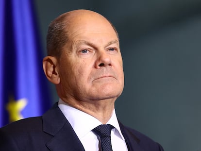 El canciller alemán, Olaf Scholz, en una rueda de prensa el 25 de enero en Berlín.