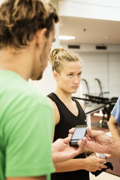 Mireia en el gimnasio del CAR.