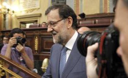 El presidente del Gobierno, Mariano Rajoy, durante la sesión de control al Ejecutivo.