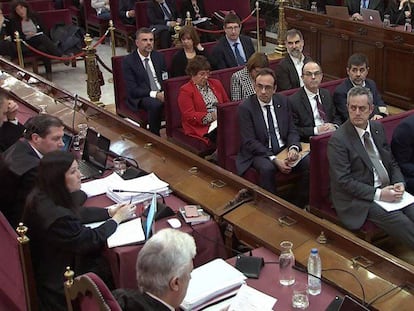 Catalan separatist leaders at their trial hearing.