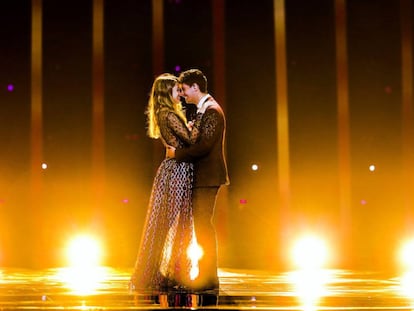 Los representantes de España, Amaia y Alfred, durante los ensayos en la víspera de la final de la 63ª edición de Eurovisión.