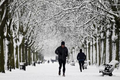 El parque de Greenwich, Londres, en esta mañana de domingo nevado.