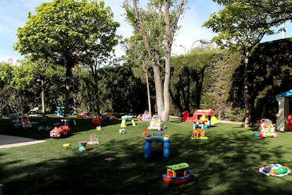 Imagen del jardín de la guardería Pecas, en Pozuelo de Alarcón.