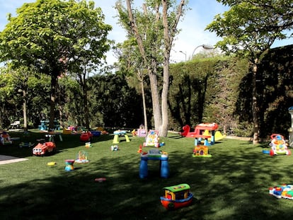 Imagen del jardín de la guardería Pecas, en Pozuelo de Alarcón.