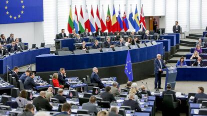 El presidente de la Comisión Europea, Jean-Claude Juncker, durante el debate del estado de la Unión en septiembre, en Estrasburgo.