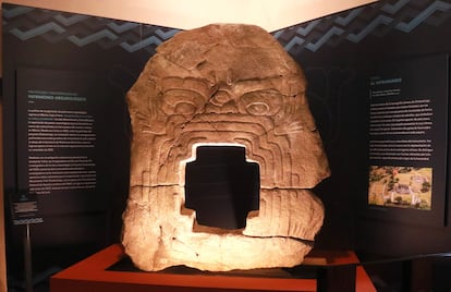 El 'Portal al infamundo', en el museo de la zona arqueológica de Chalcatzingo, este martes en el Estado de Morelos.