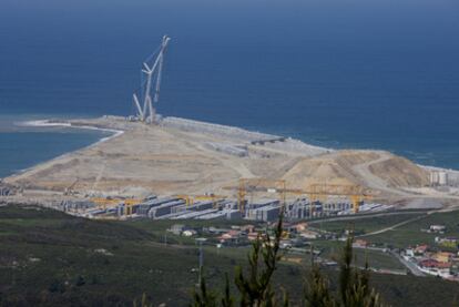 Obras del puerto exterior de A Coruña, en Punta Langosteira.