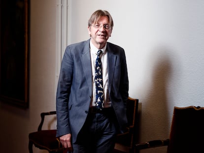 Guy Verhofstadt, el jueves en el paraninfo de la Universidad Complutense de Madrid.