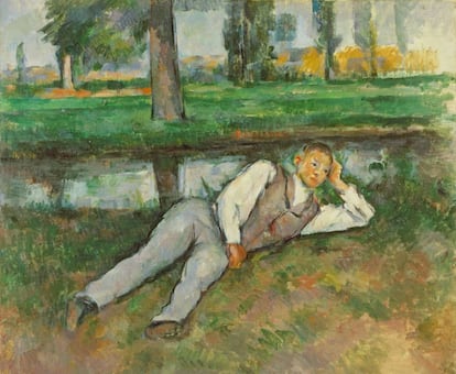 Este 'Joven descansando', de 1887 es, junto a la obra que abre la exposición, el único retrato de la muestra. El año en que la compuso, Cézanne estuvo sobre todo en Aix, pintando con Renoir en Jas de Bouffan, donde su padre, un próspero comerciante, tenía casa.
