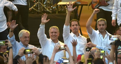 Sebastián Piñera, Iván Duque, Juan Guaidó and Mario Abdo