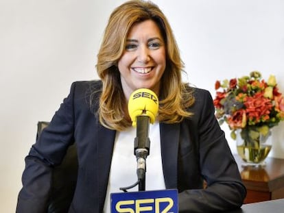 Susana Díaz, durante la entrevista concedida a la Cadena Ser en Sevilla 