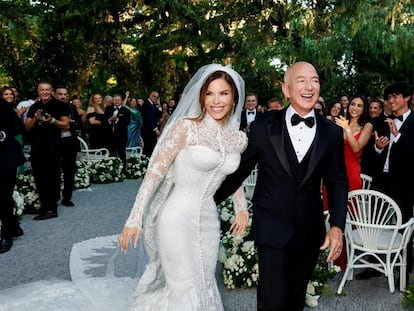 Lauren Sánchez en su boda con Jeff Bezos, en Italia.