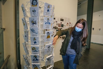 Montaje de la exposición en CentroCentro, en Madrid, de los proyectos ganadores de Vegap. En la imagen, la obra de María Lamuy. 
