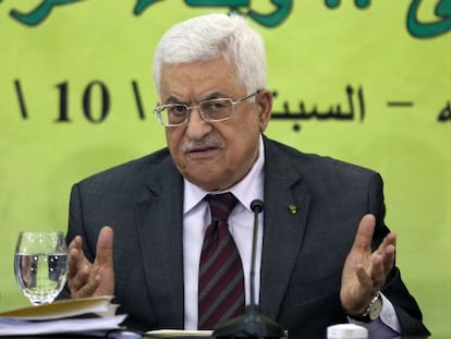 O presidente palestino Mahmoud Abbas, no domingo.