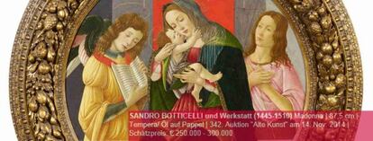 Imagen de la pintura de Boticelli, en la web de la casa de subastas.