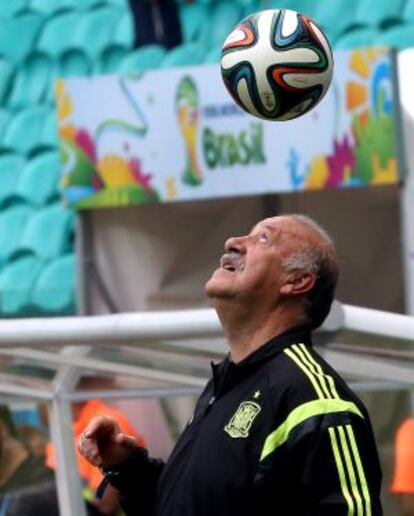 Del Bosque, en el entrenamiento de ayer.