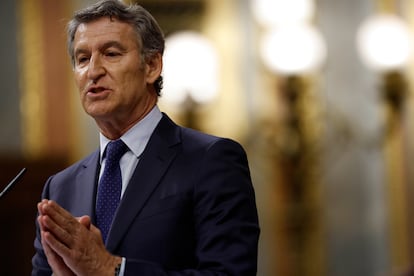 Alberto Núñez Feijóo, en el pleno del Congreso de los diputados el 9 de julio.