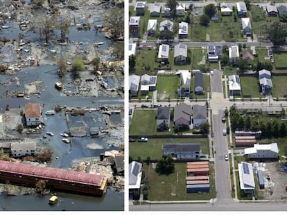 El distrito 9, en septiembre de 2005 y julio de 2015. 