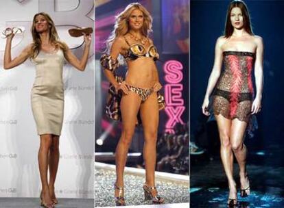 Gisele Bündchen, Heidi Klum y Kate Moss, las modelos mejor pagadas del mundo, según la revista <i>Forbes</i>.