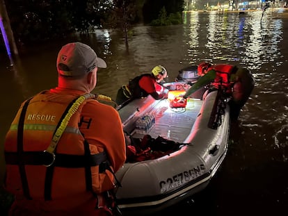 Rescue personnel operates, in Bedford, Nova Scotia, Canada, in this picture obtained from social media, on July 21, 2023.