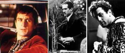 Tres muestras del eclecticismo del actor. De izquierda a derecha, Robert de Niro, en <i>Taxi driver,</i> <i>El Padrino </i> y Toro salvaje.