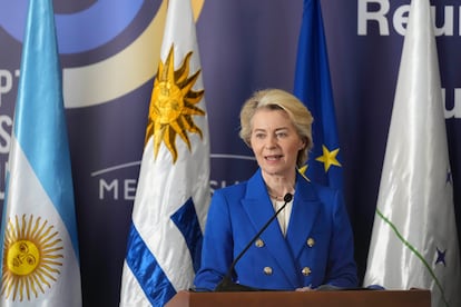 La presidenta de la Comisin Europea, Ursula von der Leyen, este viernes en Montevideo (Uruguay).