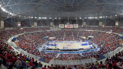 Panor&aacute;mica del interior del pabell&oacute;n Fernando Buesa Arena de Vitoria, donde se celebra desde hoy la Copa del Rey de Baloncesto