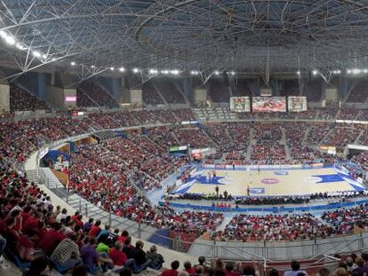 Panor&aacute;mica del interior del pabell&oacute;n Fernando Buesa Arena de Vitoria, donde se celebra desde hoy la Copa del Rey de Baloncesto