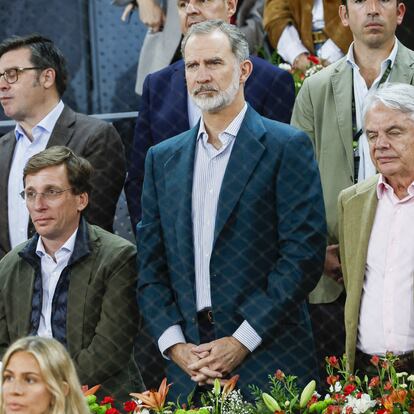 Spanish King Felipe VI and José Luis Martínez -Almeida during Masters Series Madrid in Madrid on Wednesday, 27 April 2024.