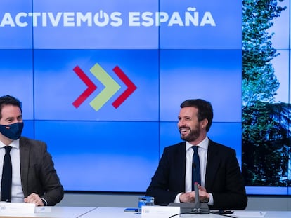 El secretario general del PP, Teodoro García Egea, y el líder del PP, Pablo Casado.