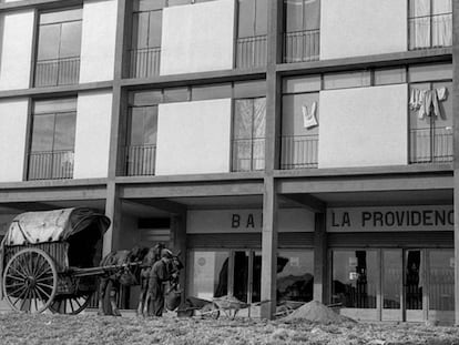 Imatge que es pot veure al COAC (Col·legi Oficial d'Arquitectes de Catalunya) en l'exposición 'Montbau 1958-1964. Entre arquitectura i harmonia'.