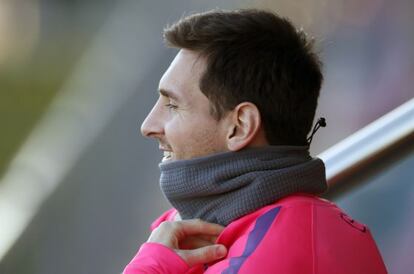 Messi sonríe en una sesión de esta temporada.