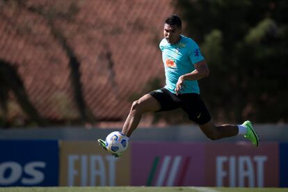 Casemiro, en un entrenamiento con Brasil.