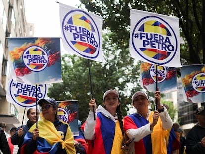 Marchas contra Petro, este domingo en Bogotá.