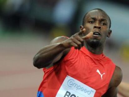 Bolt celebra el triunfo conseguido en Roma.