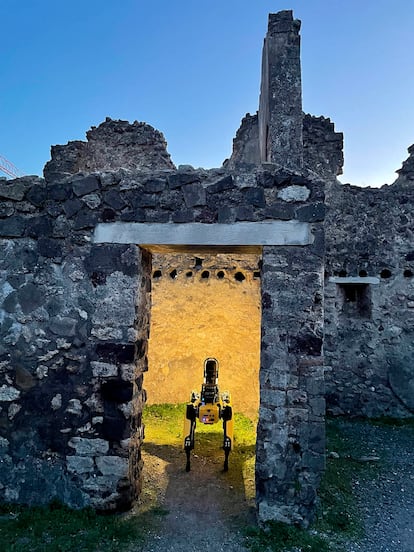 El robot 'Spot' inspecciona una zona del parque arqueológico de Pompeya.