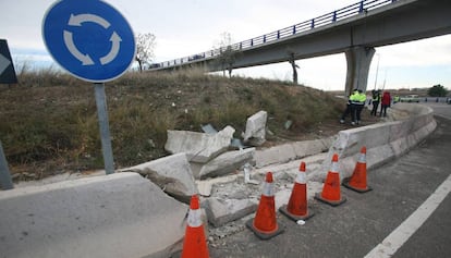 Restos de un accidente este fin de semana, en la T-11.