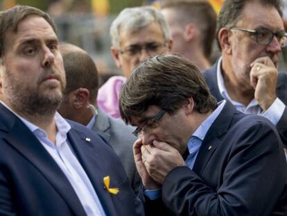 Puigdemont y Junqueras en la manifestación del sábado en Barcelona.