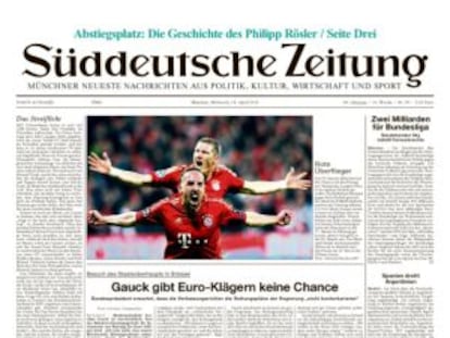 Portada del diario alemán Süddeutsche Zeitung.