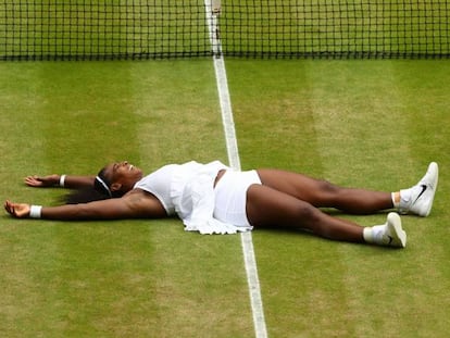 Serena comemora a vitória contra Kerber.