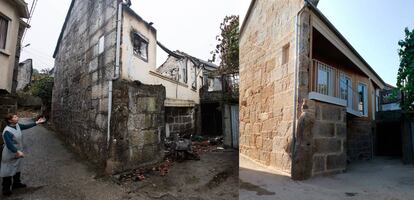 Vivienda de José Serrano, tras el incendio y ya restaurada, en la localidad de Saa (Carballeda de Avia).