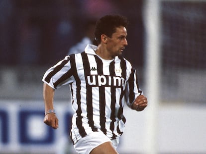 Robero Baggio durante un partido de la Serie A con la Juventus, en 1992.