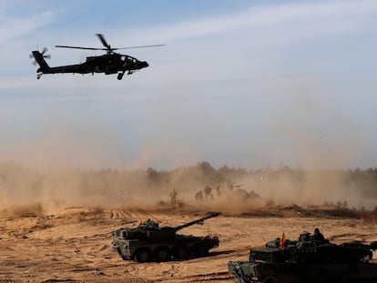 Maniobras militares de la OTAN en Letonia, el pasado viernes.