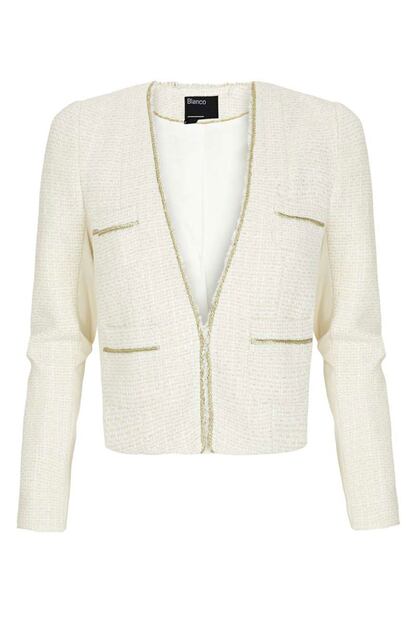 Chaqueta de tweed de Blanco. Precio: 24,99 euros. 