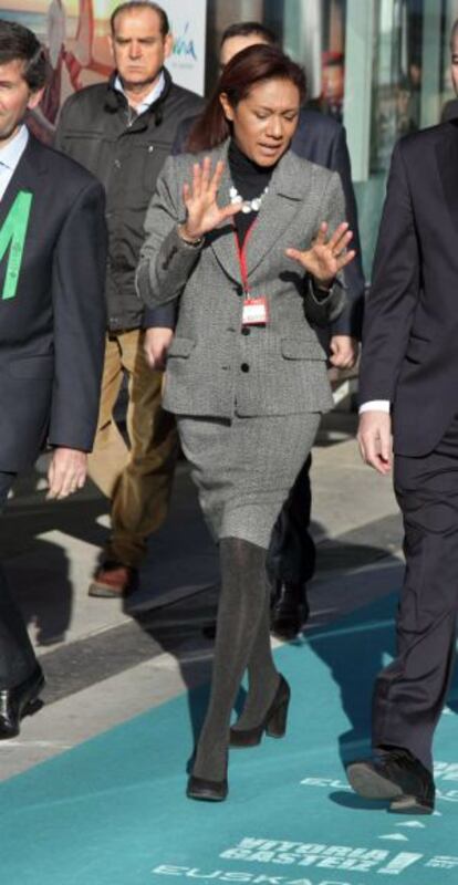 La consejera de Turismo, Lola Johnson, en su visita a Fitur el pasado enero.