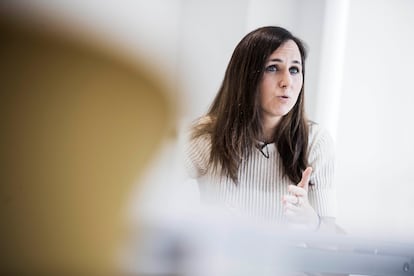 Ione Belarra, en un momento de la entrevista, el jueves. 