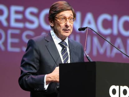 José Ignacio Goirigolzarri, presidente de Bankia, esta mañana en Barcelona.